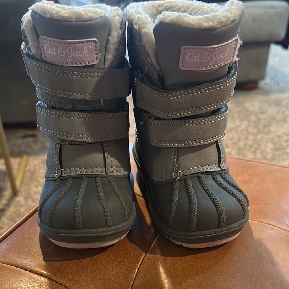 Cat & Jack Gray Waterproof Rain & Snow Boots with Velcro